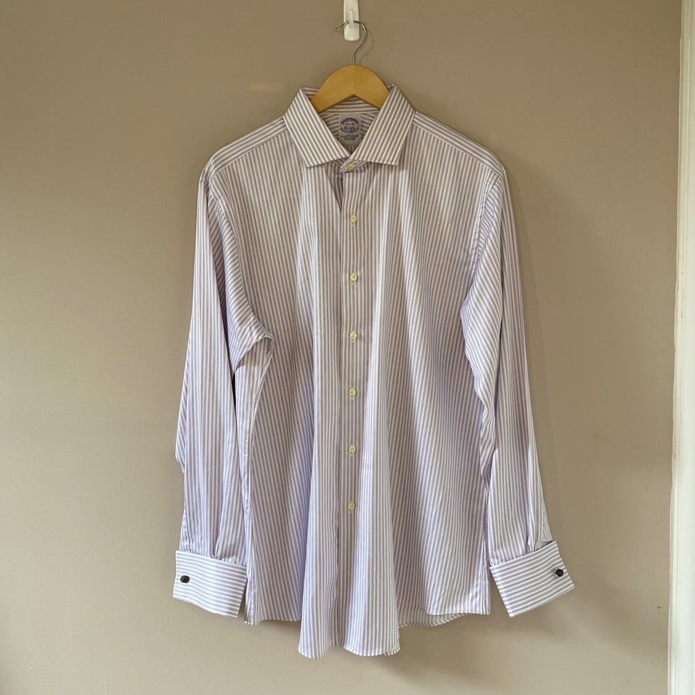 Brooks Brothers Slim Fit‎ Egyptian Cotton French Cuff Striped Shirt 16.5 35 USA